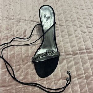 Pelle Moda Black and Silver Embellished Heels